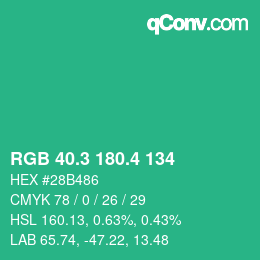 カラーコード: RGB 40.3 180.4 134 | qconv.com