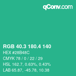 カラーコード: RGB 40.3 180.4 140 | qconv.com