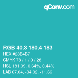 カラーコード: RGB 40.3 180.4 183 | qconv.com