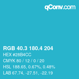 カラーコード: RGB 40.3 180.4 204 | qconv.com