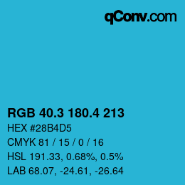 カラーコード: RGB 40.3 180.4 213 | qconv.com