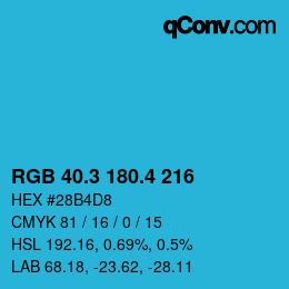 カラーコード: RGB 40.3 180.4 216 | qconv.com