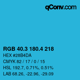 カラーコード: RGB 40.3 180.4 218 | qconv.com