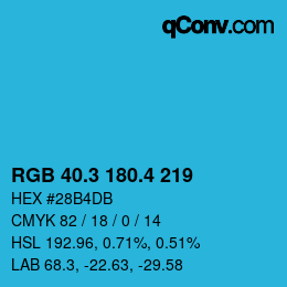 カラーコード: RGB 40.3 180.4 219 | qconv.com