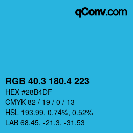 カラーコード: RGB 40.3 180.4 223 | qconv.com