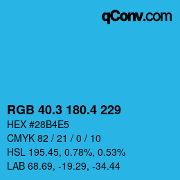 カラーコード: RGB 40.3 180.4 229 | qconv.com