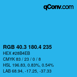 カラーコード: RGB 40.3 180.4 235 | qconv.com