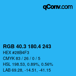 カラーコード: RGB 40.3 180.4 243 | qconv.com