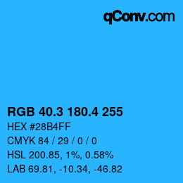カラーコード: RGB 40.3 180.4 255 | qconv.com