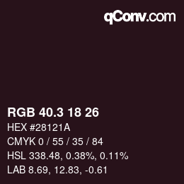 カラーコード: RGB 40.3 18 26 | qconv.com