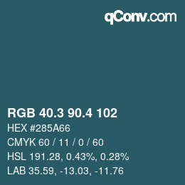 カラーコード: RGB 40.3 90.4 102 | qconv.com