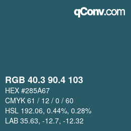 カラーコード: RGB 40.3 90.4 103 | qconv.com