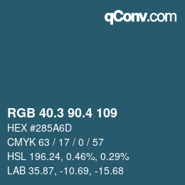 カラーコード: RGB 40.3 90.4 109 | qconv.com