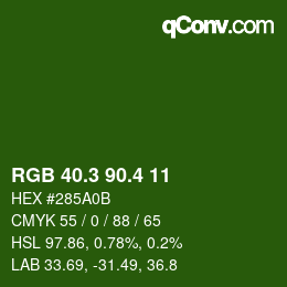 カラーコード: RGB 40.3 90.4 11 | qconv.com