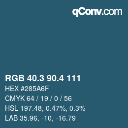 カラーコード: RGB 40.3 90.4 111 | qconv.com