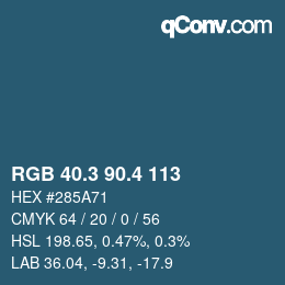 カラーコード: RGB 40.3 90.4 113 | qconv.com