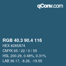 カラーコード: RGB 40.3 90.4 116 | qconv.com
