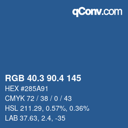 カラーコード: RGB 40.3 90.4 145 | qconv.com