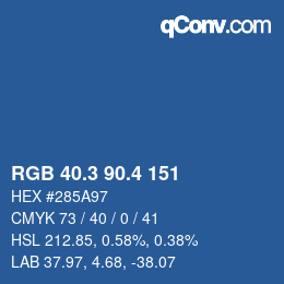カラーコード: RGB 40.3 90.4 151 | qconv.com