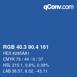 カラーコード: RGB 40.3 90.4 161 | qconv.com