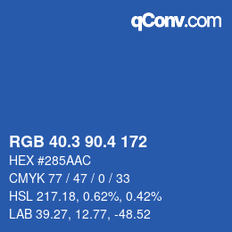 カラーコード: RGB 40.3 90.4 172 | qconv.com