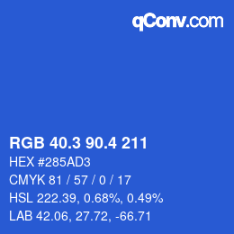 カラーコード: RGB 40.3 90.4 211 | qconv.com