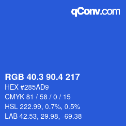 カラーコード: RGB 40.3 90.4 217 | qconv.com