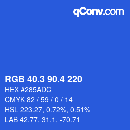 カラーコード: RGB 40.3 90.4 220 | qconv.com
