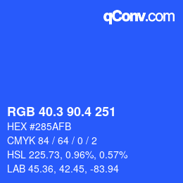 カラーコード: RGB 40.3 90.4 251 | qconv.com
