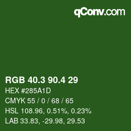 カラーコード: RGB 40.3 90.4 29 | qconv.com