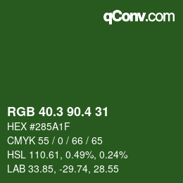 カラーコード: RGB 40.3 90.4 31 | qconv.com