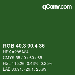 カラーコード: RGB 40.3 90.4 36 | qconv.com