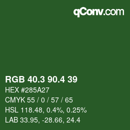 カラーコード: RGB 40.3 90.4 39 | qconv.com