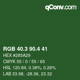 カラーコード: RGB 40.3 90.4 41 | qconv.com