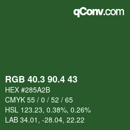 カラーコード: RGB 40.3 90.4 43 | qconv.com