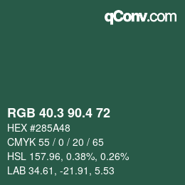 カラーコード: RGB 40.3 90.4 72 | qconv.com