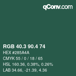 カラーコード: RGB 40.3 90.4 74 | qconv.com