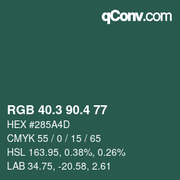 カラーコード: RGB 40.3 90.4 77 | qconv.com