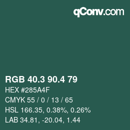 カラーコード: RGB 40.3 90.4 79 | qconv.com