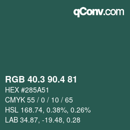 カラーコード: RGB 40.3 90.4 81 | qconv.com
