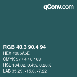 カラーコード: RGB 40.3 90.4 94 | qconv.com
