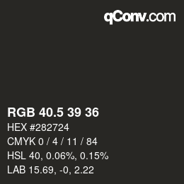 Color code: RGB 40.5 39 36 | qconv.com