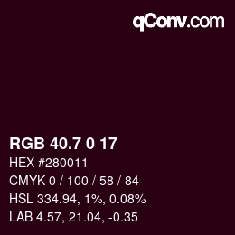 カラーコード: RGB 40.7 0 17 | qconv.com