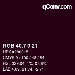 カラーコード: RGB 40.7 0 21 | qconv.com