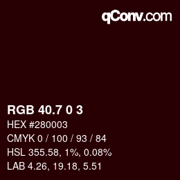 カラーコード: RGB 40.7 0 3 | qconv.com