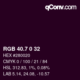 カラーコード: RGB 40.7 0 32 | qconv.com
