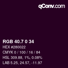カラーコード: RGB 40.7 0 34 | qconv.com