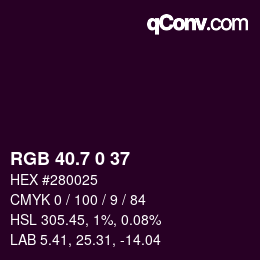 カラーコード: RGB 40.7 0 37 | qconv.com