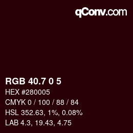 カラーコード: RGB 40.7 0 5 | qconv.com