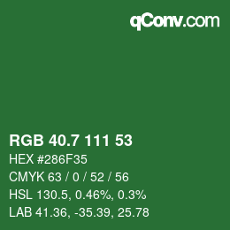 カラーコード: RGB 40.7 111 53 | qconv.com